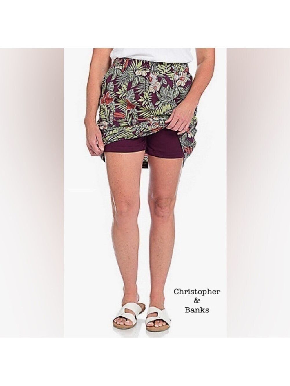 Christoper & Banks Floral Printed Utility Pull-on Skort size Med